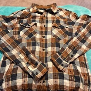 Men's Brown Plaid Button-Up Shirt